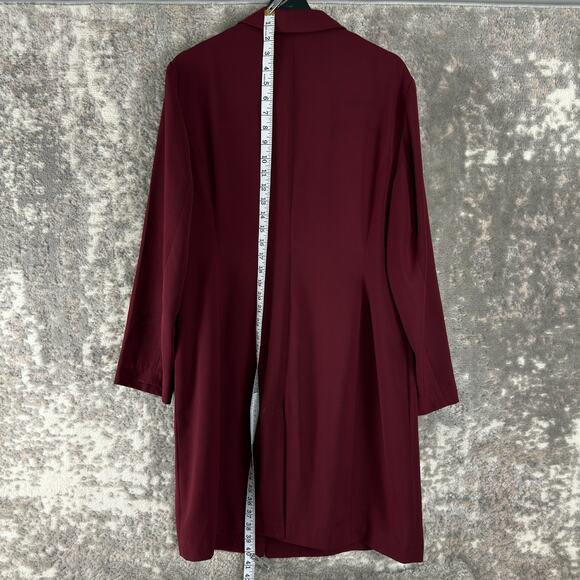 Venezia Size 16 Notched Trench Overcoat Notched Button Burgundy Long Sleeve - Picture 3 of 7